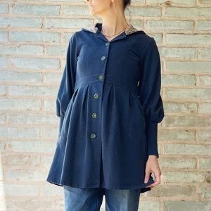 Matilda Jane Coat Beatrice Willow Hooded Jacket Navy Blue Polka Dot Cardigan